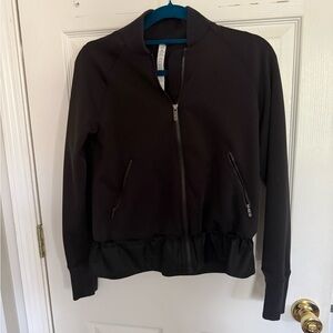 Lululemon All Aligned Mock Neck Jacket Black Peplum Zip Athletic XXS